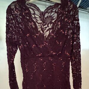 Marina Semi-formal lace and sequined dress, deep plum-purple